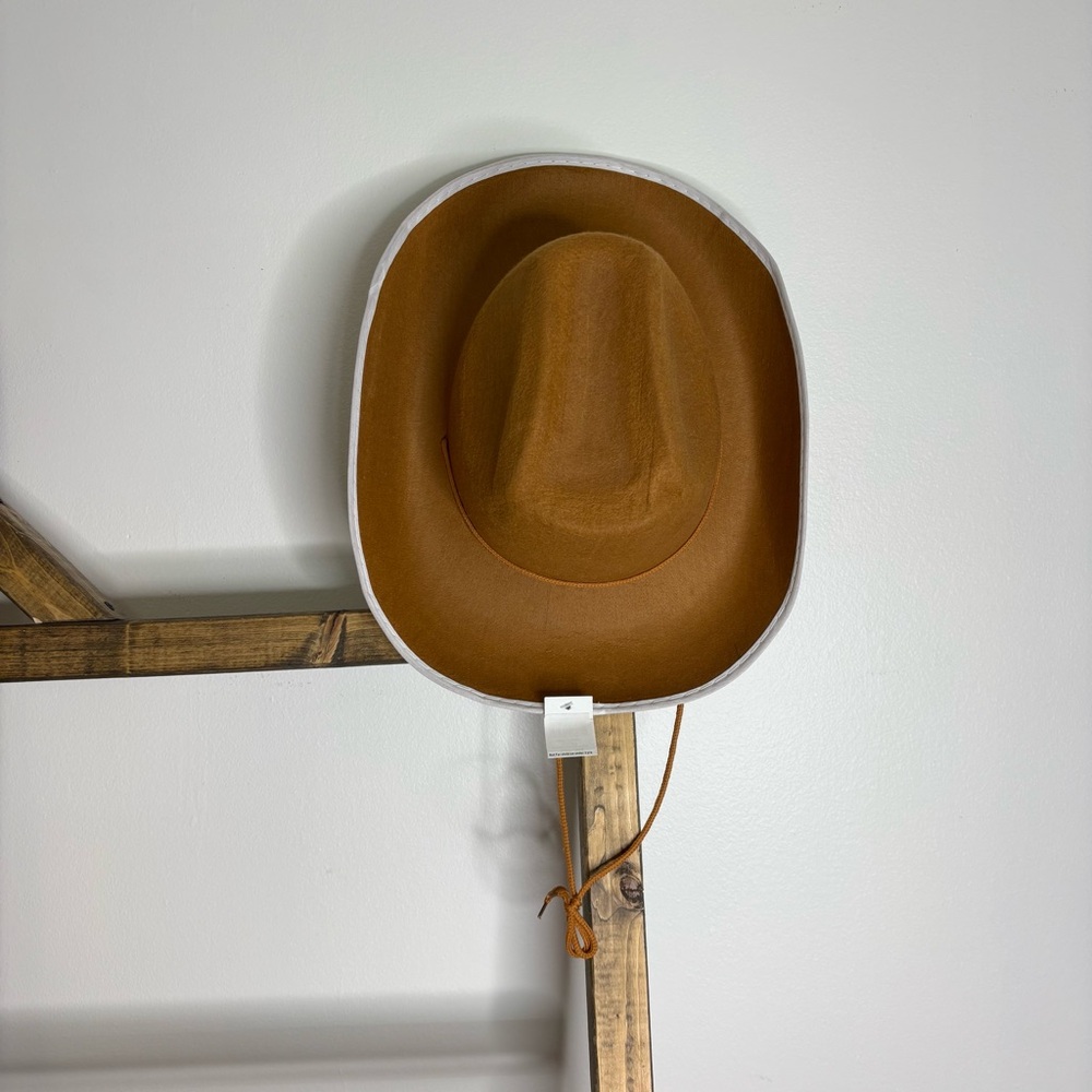 Brown Cowboy Hat with White Trim